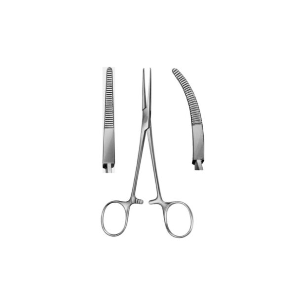 Kelly artery forceps: straight 14cm, curved 14cm