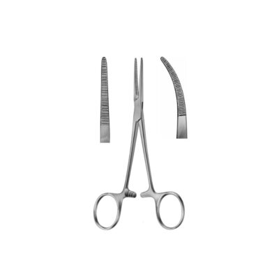 Crile artery forceps: straight 14cm, curved 14cm, 1 x 2 teeth straight 14cm, 1 x 2 teeth curved 14cm