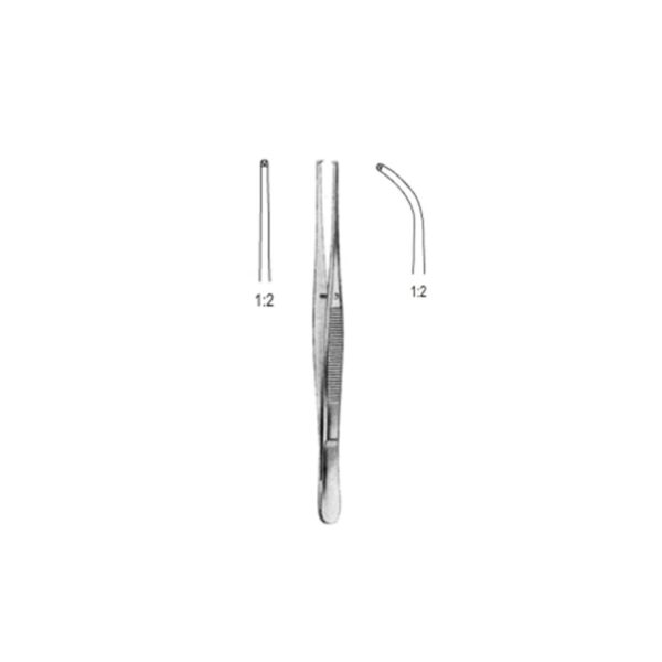 Semken tissue forceps 1 x 2 teeth: straight 15cm, curved 12.5cm, curved 15cm