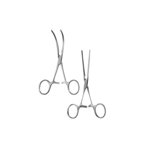 Debakey atraumatic bulldog clamp w/ring handle:  straight 12cm, curved 12cm