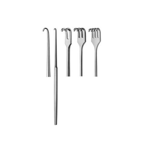 Hook retractors blunt: 1prong 16cm, 2prongs 16cm, 3prongs 16cm, 4prongs 16cm