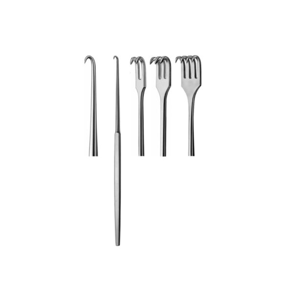 Hook retractors sharp: 1prong 16cm, 2prongs 16cm, 3prongs 16cm, 4prongs 16cm