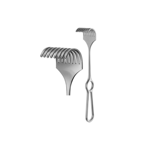Korte retractor: 8 prongs sharp 23.5cm, 8 prongs blunt 23.5cm