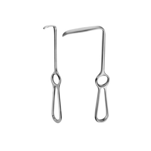 Langenbeck retractor 21cm: 15 x 6mm, 22 x 6mm, 25 x 6mm, 30 x 11mm, 30 x 14mm, 30 x 16mm, 40 x 11mm, 44 x 13mm, 50 x 11mm, 60 x 20mm, 64 x 25mm, 65 x 20mm, 85 x 15mm