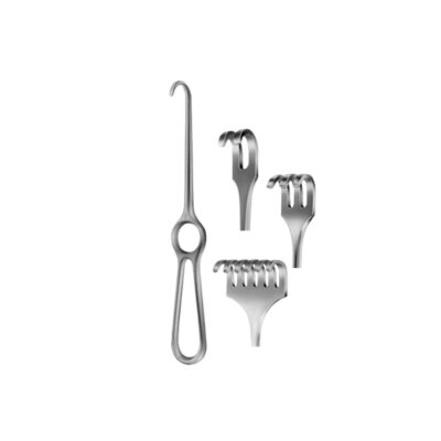 Volkman retractor blunt: 1prong 21.5cm, 2prongs 21.5cm, 3prongs 21.5cm, 4prongs 21.5cm, 6prongs 21.5cm