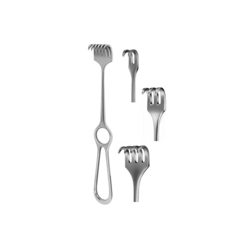 Volkman retractor semi-sharp: 1prong 21.5cm, 2prongs 21.5cm, 3prongs 21.5cm, 4prongs 21.5cm, 6prongs 21.5cm