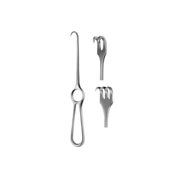 Volkman retractor sharp: 1prong 21.5cm, 2prongs 21.5cm, 3prongs 21.5cm, 4prongs 21.5cm, 6prongs 21.5cm