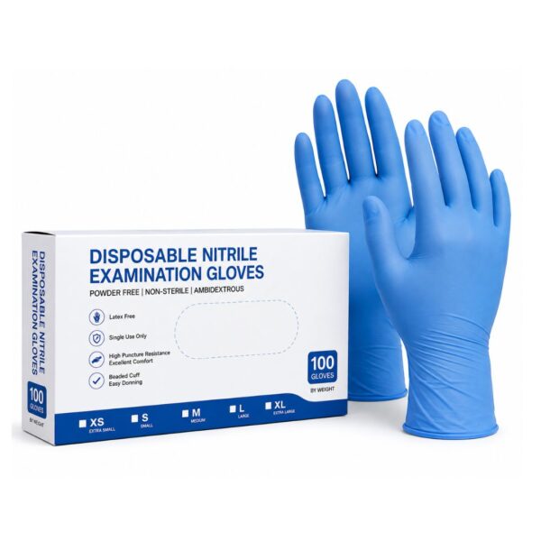Protective Wear (12) Disposable Nitrile Examination Gloves